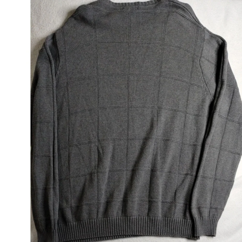 Dockers Men's Gray‎ Windowpane Knit Sweater Crewneck Pullover Classic Fit XL
